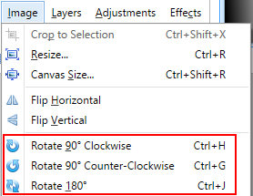 Rotate image in Paint.net