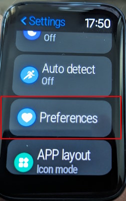 Xiaomi Smart Band 7 Pro preferences